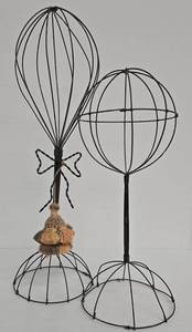 Hat Stands (Lot of 2) - Black Wire, 15.5 in & 20 in tall