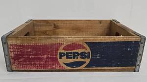 Pepsi Wooden Crate with Logo - Vintage Soda Bottle Box