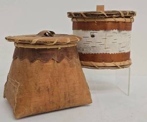 Birch Bark Storage Canisters with Lids, Set of 2