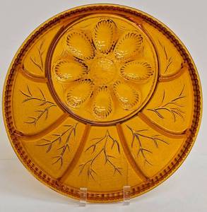 Vintage Indiana Glass Amber Glass Deviled Egg and Relish Tray