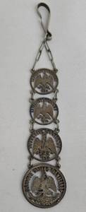 Vintage U.S. Great Seal 4-Medallion Fob Chain Pendant - 4.5 Inches Long