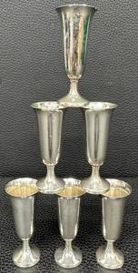 Set of Six Vintage Sterling Silver Cordial Cups