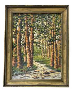 LL - Birch Forest Path - Oil on Canvas Landscape Original Painting