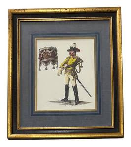 LL - Napoleonic Soldier Print in Gilt Frame