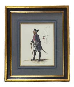 LL - Framed Napoleonic Soldier Print in Ornate Gold Frame