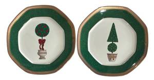 LL - Two Festive Mikasa Topiary Accent Plates