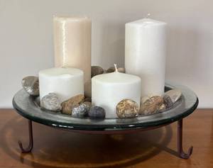 LL - Candle & Rock Decor Centerpiece