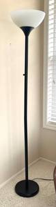 P - Floor Lamp - Black Metal Stem with White Frosted Shade