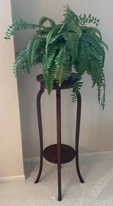 LR - Vintage Plant Stand with Faux Greenery