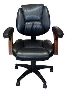 O - Whalen Leather Adjustable Office Chair - Wood Armrests