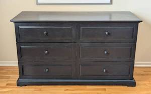 K - Black Wood 6-Drawer Dresser