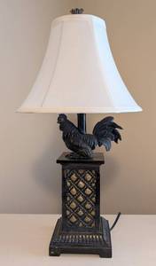 ML - Rooster Table Lamp - Black Rooster with Cream Shade