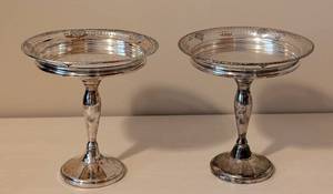 LL - Vintage Sterling Weighted Compote Dishes (Pair)