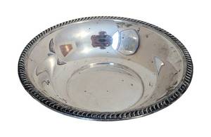 LL - Vintage Sterling Silver Bowl - Beaded Rope Edge