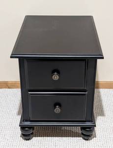 LL - Riverside Black Wood Side Table - 2-Drawer Nightstand
