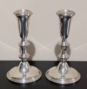 LL - Pair of Vintage Sterling Silver Weighted Candle Holders