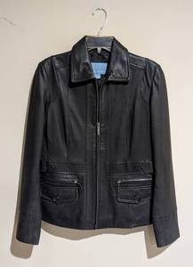 LL - Nine West Leather Jacket - Womens Black, Size M