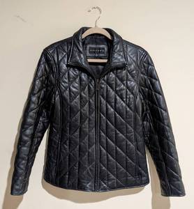 LL - Gallery Leather Jacket - Quilted Diamond Stitch - Black - Size S