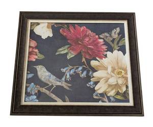LL - Blue Bird Flower - Framed Floral Print