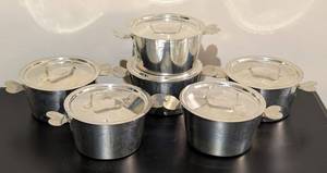 LL - Set of Six Cordon Bleu French Tinned Charlotte Cake PansSouffle Pans