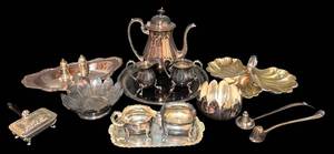 LL - Vintage Silver Plate Tea Set with Tray - Teapot