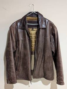 LL - Andrew Marc New York Mens Brown Leather Jacket - Size M