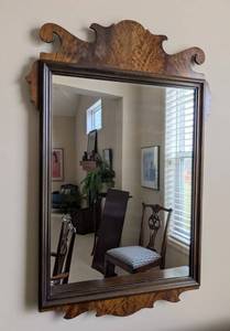 Vintage Wood Wall Mirror- Ornate Crest