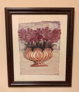 ML - Framed Floral Print, Dark Wood Frame