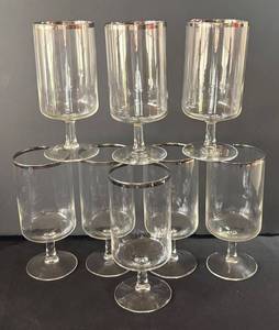 DR - Stemware Goblets - 8-Piece Set with Silver-Tone Rims
