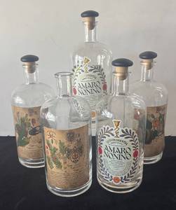 DR - Five Decorative Apothecary Style Glass Bottles