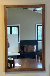 DR - Mid-Century Wood Framed Wall Mirror