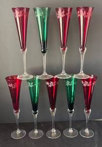 UL - Set of 8 Vintage Lenox Holiday Gems Champagne Flutes