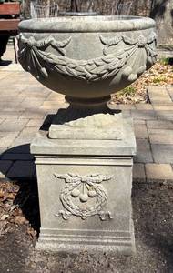 FY - Concrete Garden Urn Planter on Pedestal