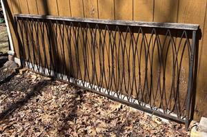 S - Vintage Wrought-Iron Fence Panel - Diamond Pattern Grille