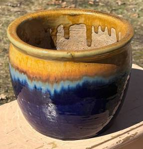 G - Planter Pot - Glazed Ceramic Gradient BlueOrange