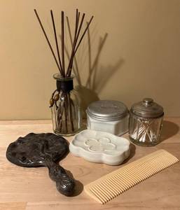LB - Vintage Hand Mirror, Jars, Soap Dish, Comb and More