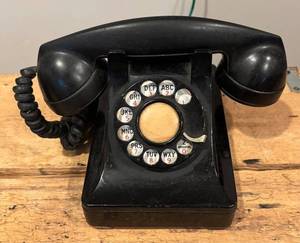 LL - Vintage Rotary Dial Landline Phone - Black Desk Telephone
