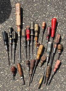 G - Vintage Screwdrivers With Wooden Handles