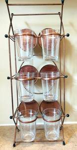 Copper Rack with 6 Ribbed Glass Tumblers