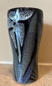 UL - Artisan Crafted White and Black Speckled Ceramic Vase - 6 in Tall