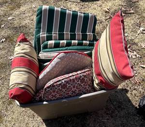 S - Outdoor Cushions Bin - Assorted Stripe & Pattern Patio Cushions, Light Wear