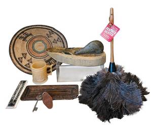UL - Vintage Wood Duck Decoy,Vintage Caramel Glass Mug, Vintage Nigerian Hausa Basket and More