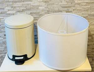 LL - White Drum Lampshade 10x14 in - Pedal Trash Can