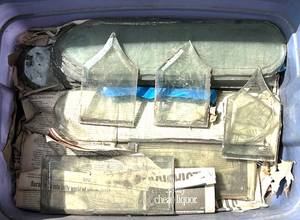 G - Vintage Cut Glass Pieces - Beveled Panes, Longest 16 in - Assorted Fragments