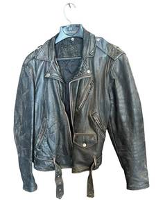 G - Bermans Womens Leather Motorcycle Jacket - Vintage Black Size 40