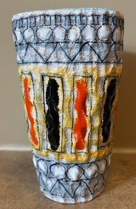 DR -Vintage Fratelli Fancioullacci Italian Blue and Orange Vase