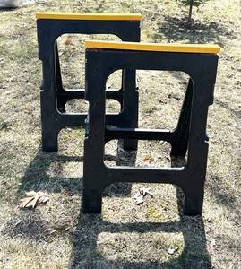 O - Sawhorse Pair - 31 in High, Plastic with Yellow Tops