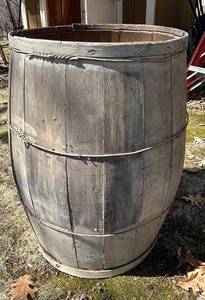 O - Vintage Wood Barrel - 30 in High