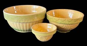 DR - Trio of Antique Yellowware Bowls