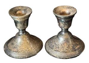 DR - Pair of Sterling Silver Weighted Candle Holders